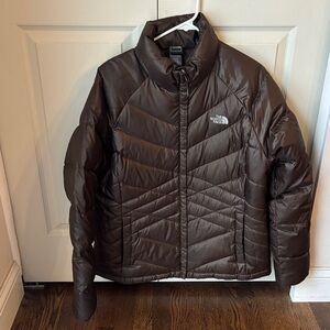 The North Face Dark Brown Goose Down Quilted Puffer Winter Jacket Womens XL EUC